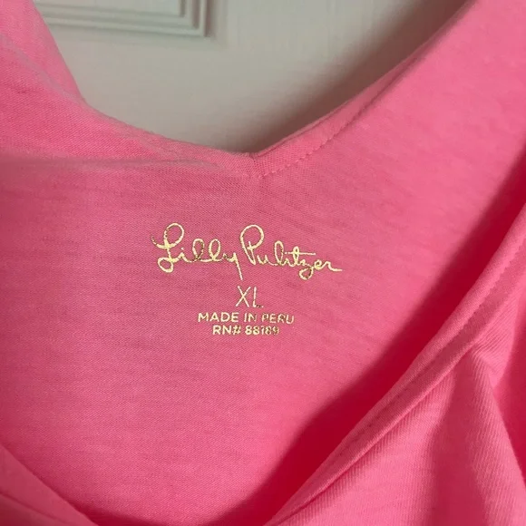 Lilly Pulitzer Alessa Ruffle Tank Top Paradise Pink Size XL - Picture 3 of 4